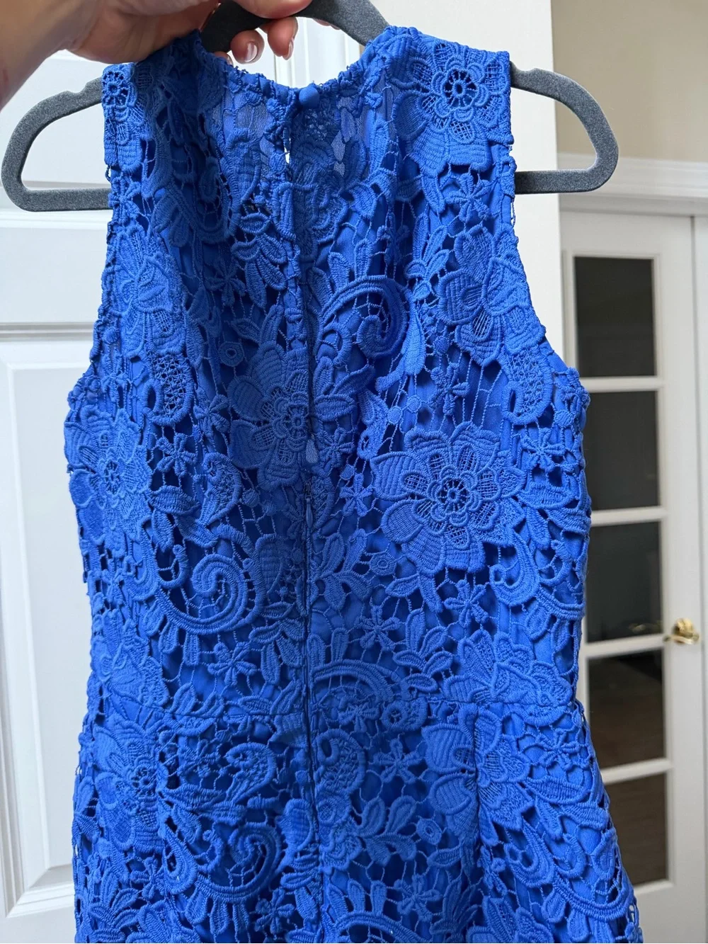 J. Crew Cobalt Blue Floral Lace Midi Dress
